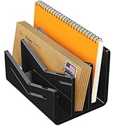 Beego Envelope and Mail Organizer Countertop - 3 Compartments Black Acrylic Desk Organizer Letter...