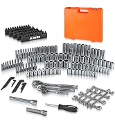 JU JIAN TEC 201-Piece Mechanics Tools Set, SAE &amp; Metric Impact Socket Set, 1/2'', 1/4'', 3/8'' Dr...
