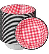 DTFMZOV 50 Pcs Small Paper Bowls 8 oz Red Gingham Bowls Disposable Microwave and Freezer Safe Che...