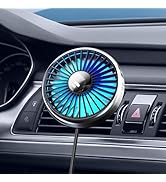 DICMKY USB Car Ven Fan with Color Light, 360°Rotatable Mini Portable Clip on Fans that Blow Cold ...