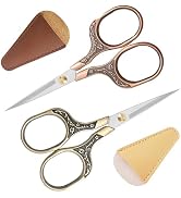 2 Pack Embroidery scissors, Small Sewing Scissors with Pu Sheath, Sharp Crochet Scissors for Need...