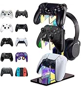 NiHome Iridescent Acrylic Multi-Tier Universal Game Controller Headset Holder Stand for PS5 Xbox ...