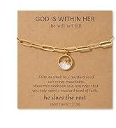RINHOO Mustard Seed Cross Necklace Inspirational Christian Gifts for Women Move Mountains Shell N...