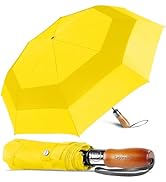 Lejorain Large Folding Golf Umbrella - Compact Mens Umbrellas Travel Rain and Windproof 54inch Co...