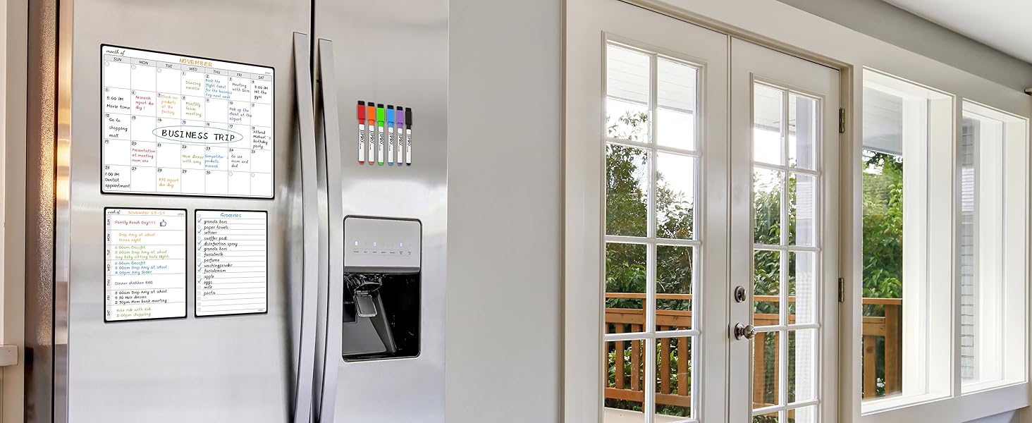 Magnetic Dry Erase Monthly Calendar Whiteboard Set for Fridge