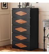UPOSOJA Tall Dresser for Bedroom, 5 Chest of Wooden Drawers, Vintage Dresser, Closet Storage Dres...