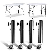 Domigard Adjustable Furniture Legs with Caster Wheels - 4 Pack Metal Table Leg Extenders - Height...