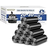 T.FORING 20-30 Gallon Trash Bags Black 100 Count - 1.28 Mil Thick, 30" x 35" Large Garbage Bags 2...