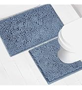 AINAHYVA Bathroom Rugs Chenille Bath mat 2 Piece Set, Super Absorbent, Strong PVC Non Slip Backin...