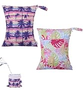 ALVABABY Hawaii 2pcs Superior Waterproof Wet Dry Bags,Reusable Two Zippered Pockets, baby cloth d...
