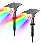 Linkind Solar Spot Lights Outdoor, IP67 Solar Lights Outdoor Waterproof, Multicolor Solar Landsca...