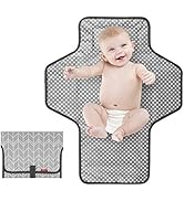 Portable Changing Pad for Baby, Waterproof Travel Changing Pads for Moms, Dads, with Built-in Pil...