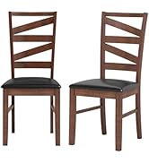Giantex Wooden Dining Chairs Set of 2, Farmhouse Kitchen Chairs with Rubber Wood Legs, Faux Leath...