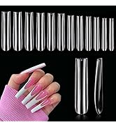 504PCS 3XL Clear Nail Tips for Acrylic Nails Professional, XXXL Extra Long Tapered Square Full Co...