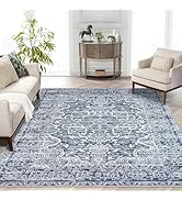 KUTA Area Rug 5x7 Blue, Vintage Washable Rugs for Living Room Ultra Soft Non-Slip Bedroom Rug Flo...