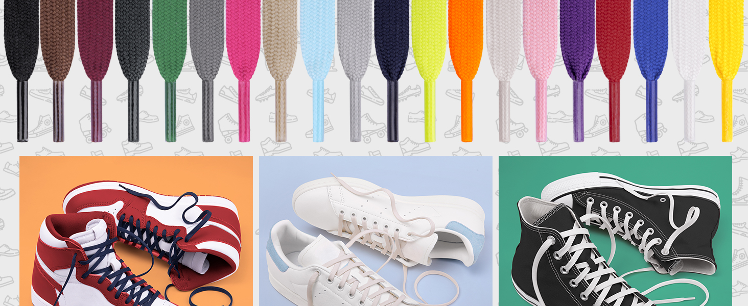 Flat shoe laces for sneakers shoelaces athletic running sports kids shoelaces white black strings