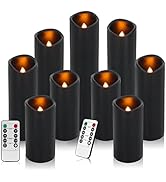 antizer Flameless Candles Led Candles Pack of 9 (H 4" 5" 6" 7" 8" 9" x D 2.2") Black Real Wax Bat...