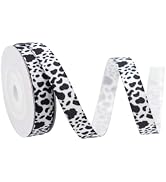 20 Yards 1 cm Animal, Cow Spot Pattern, Animal Print, Black and White for DIY Crafts, Gift Wrappi...