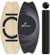 Wooden Balance Board with Adjustable Stoppers: 7 Modes Wobble Board with Roller and Balance Ball ...