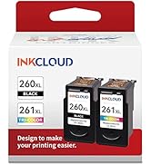 INKCLOUD Compatible Ink Cartridges Replacement for 260XL 261XL PG-260 XL CL-261 XL Combo Pack (1 ...