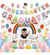 PartyWoo Graduation Decorations 2026 Kindergarten Rainbow 40pcs Grad Party Supplies with Congrats...