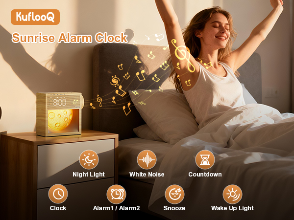 Sunrise Alarm Clock for heavy sleepers adults, gradual sunrise simulation, aesthetic alarm clock