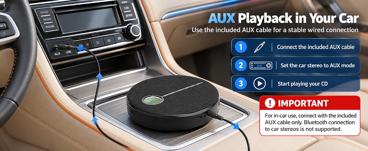 personal cd player for car portable music player aux
