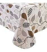 Heavy Duty Vinyl Tablecloth with Flannel Backing Waterproof Oil-Proof PVC Table Cloth Stain-Resis...