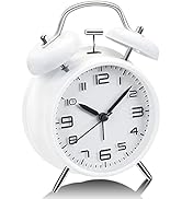 Alarm Clock, Analog Alarm Clock, 4 inches Twin Bell Alarm Clock with Stereoscopic Dial, Easy Set ...