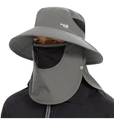 BASSDASH UPF 50+ Breathable Sun Hat with Removable Face Cover and Neck Flap Wide Brim Bucket Hat ...