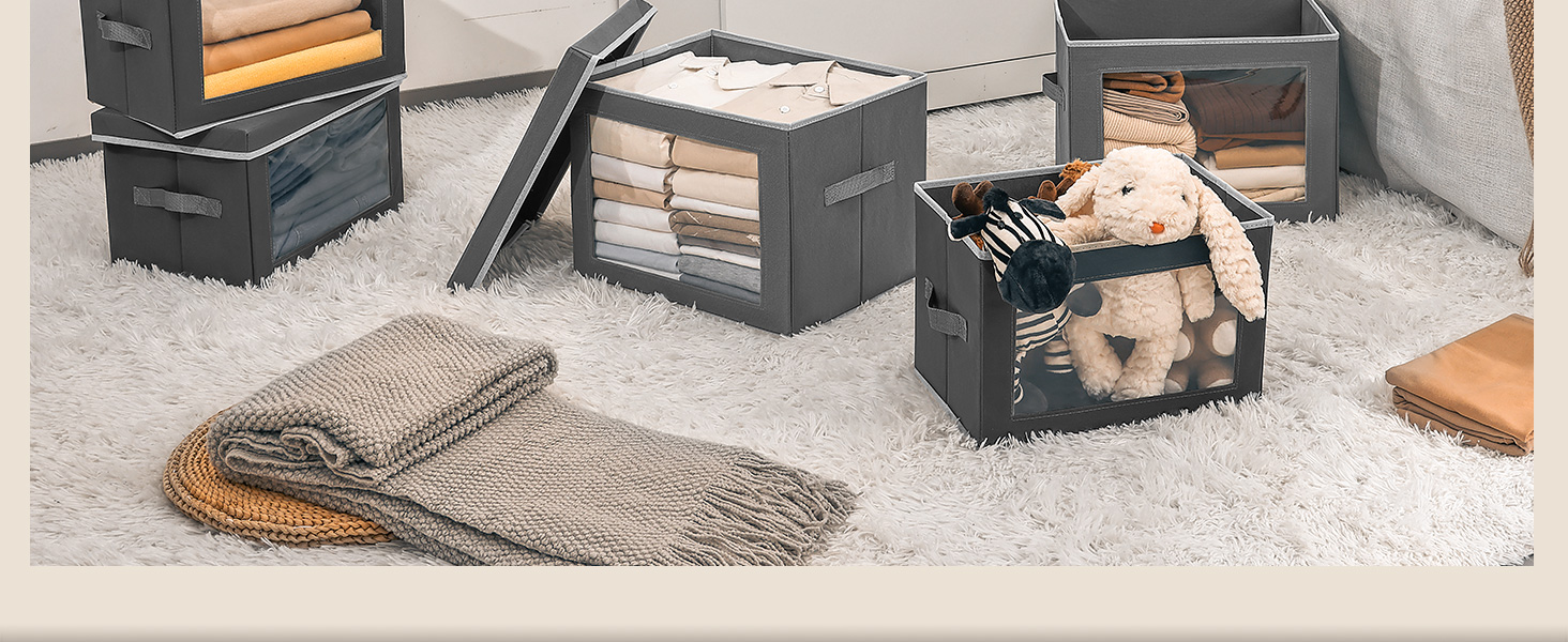 fabric bins with lids