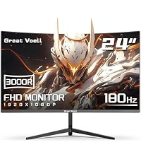 Great voell 24 Inch 200Hz Curved Gaming Monitor, FHD 1080P, 1ms FreeSync