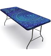Play Tailor Rectangle Picnic Table Cover 6FT Waterproof Fitted Tablecloth with All-Around Elastic...