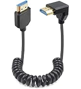 Duttek 90 Degree HDMI Coiled Cable 8K, Extreme Thin Down Angled HDMI Male to Male Coiled Cable, S...