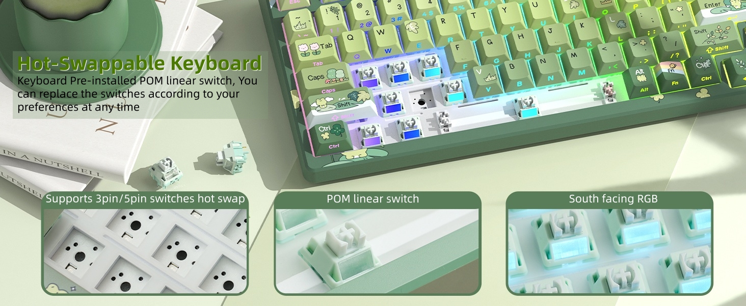 75% Percent Keyboard with Color Multimedia Display Mechanical Gaming Keyboard Cute Hot Swappable