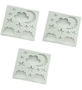 3Pcs White Star Moon Clouds Shaped Silicone Fondant Molds, Candy Chocolate Molds for DIY Cake Fon...