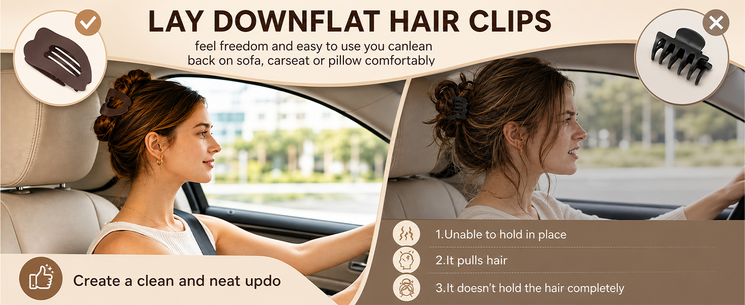LAY DOWNFLAT HAIR CLIPS feel freedom and easy to use you canlean back on sofa