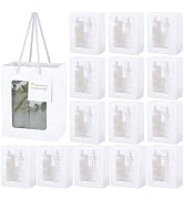 PH PandaHall 24 Packs White Kraft Paper Gift Bags 7x5.5x3.3inch Clear Window Paper Gift Bags Tran...