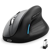 Ergonomic Mouse, E-YOOSO Wireless Vertical Mouse with 6 Buttons, 5 Adjustable DPI Levels, Up to 4...
