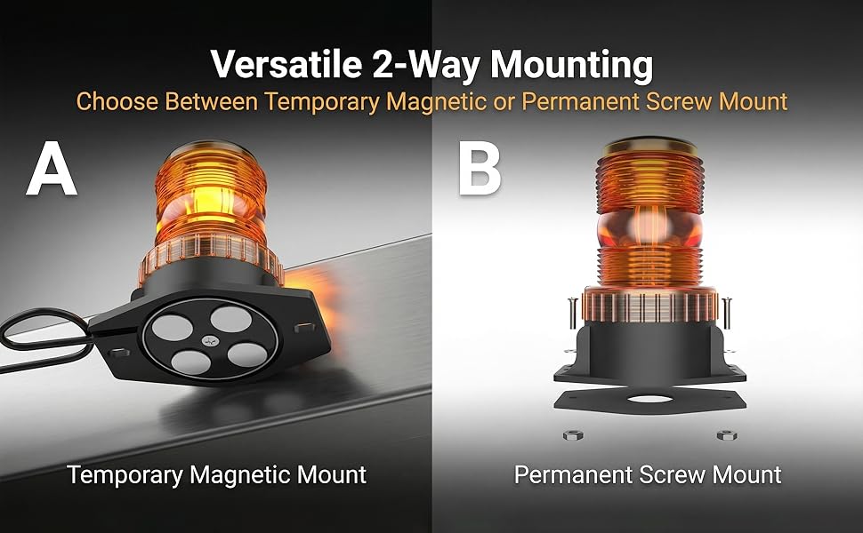 Magnetic Amber Led Strobe Lights 12V 24V Safety Warning Roof Top Flasher Emergency Flashing Beacon