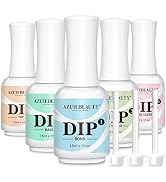 AZUREBEAUTY 5+3 Pcs Dip Powder Liquid Set - 15ml/0.5oz Large Capacity Dipping Powder Base &amp; Top, ...