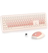 Vumilstek Cute Pink Quiet Keyboard and Mouse Wireless(US-X110 Diary Milk Tea)