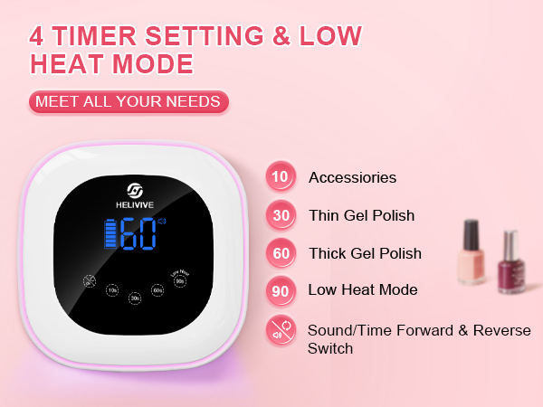 4 Timer Options (10s, 30s, 60s, 90s low heat)