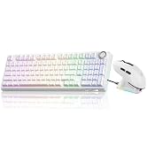 SOLAKAKA KI99 Pro and SM820, Wireless Keyboard and Mouse Combo for Gaming (White)