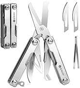 BIBURY Mini Multitool BI2052A, 8 in 1 Keychain EDC Scissors w/Window Breaker, Seat Belt Cutter, B...