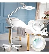 KIRKAS 2,200 Lumens Magnifying Floor Lamp for Esthetician, 12X Magnifier Light Real Glass Lens wi...