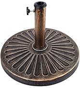 Blissun 26.5 lbs Outdoor Living Heavy Duty Round Antiqued Patio Umbrella Base, Bronze