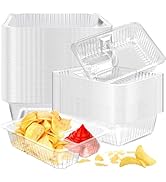 Vmiapxo 200 Pcs 12oz Plastic Nacho Trays, 6.5" x 5.1" Disposable Food Serving Container, 2 Compar...