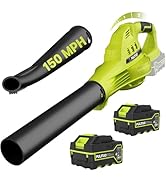 Leaf Blower Cordless with 2X 4.0Ah Batteries and Charger, 150MPH/180CFM Lightweight Cordless Blow...