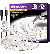 HitLights White LED Strip Lights 5000K,10ft Standard Density 12V Tape Light, 180LEDs, 330Lumens/f...